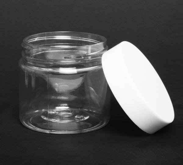 Thin-Walled Clear PET Round Jar with White Cap | 120ml ~4oz #2
