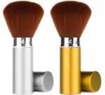 Retractable Premium Facial/Dust Brush | Silver | Medium | Brown Hair