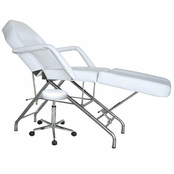 Facial bed with Stool Model 101 - Vinyl Leather White