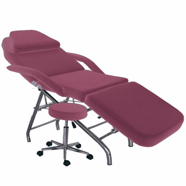 Facial Bed with Stool - Model 102 - Soft Leather Burgundy