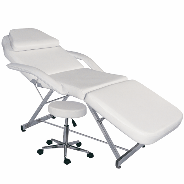 Facial Bed with Stool - Model 105 - Soft Leather Light Cream