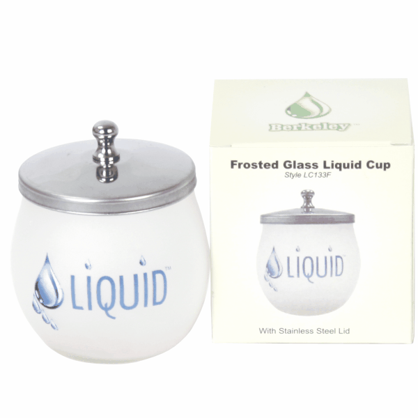Liquid Cup 133F - Frosted Glass with Metal Lid