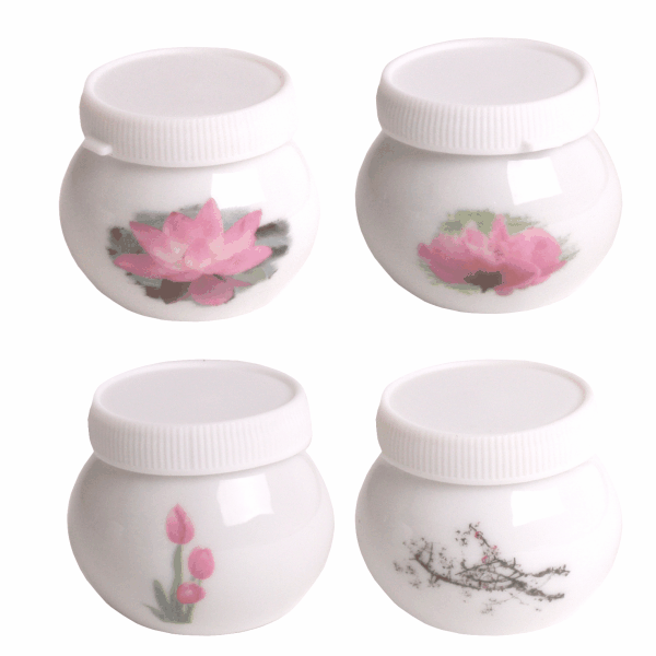 Porcelain Liquid Jar with Lid : Assorted Flower Design