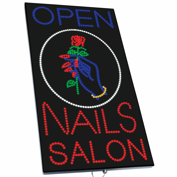2-In-1 Led Sign || OPEN NAILS SALON