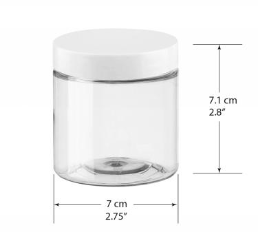 200ml Thin-Wall PET Jar with White Cap (~6.0oz Nail Powder)  {294/case}