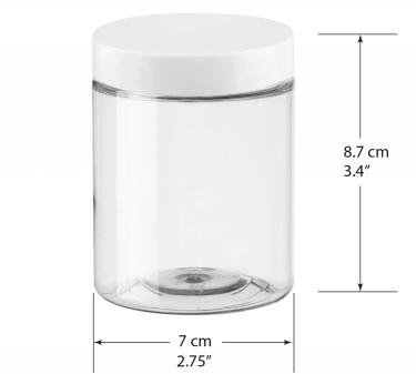 250ml Thin-Wall PET Jar with White Cap (~7.0oz Nail Powder)  {265/case}