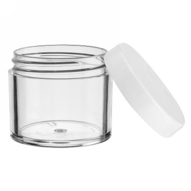 High Quality Thick-Wall Clear Polystyrene (PS) Round Jar with Cap & Foam Liner | 80ml | 2oz Nail Powder  {400/case} #2