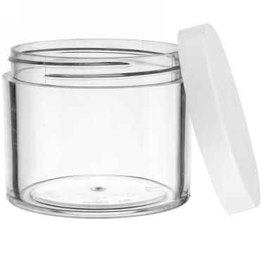 High Quality Thick-Wall Clear Polystyrene (PS) Round Jar with Cap & Foam Liner | 400ml | 10oz Nail Powder  {100/case} #2