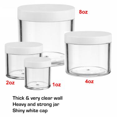 High Quality Thick-Wall Clear Polystyrene (PS) Round Jar with Cap | 40ml | 1oz Nail Powder  {250/case} #8