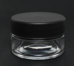 Ultra Clear Glass Jar with Smooth Black Plastic Cap | Wide Mouth | 2.66 oz (80ml)  {72/case}