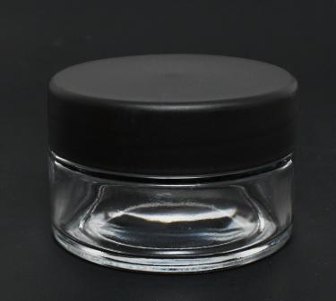 Ultra Clear Glass Jar with Smooth Black Plastic Cap | Wide Mouth | 2.66 oz (80ml)  {72/case} #2