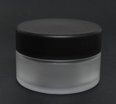 Frosted Glass Jar with Smooth Black Plastic Cap | Wide Mouth | 2.66 oz (80ml)  {72/case} #2