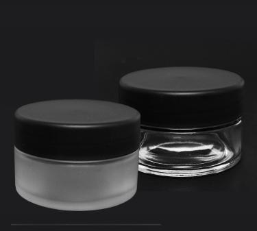 Frosted Glass Jar with Smooth Black Plastic Cap | Wide Mouth | 2.66 oz (80ml)  {72/case} #3