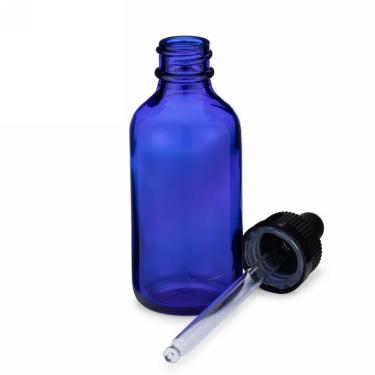 2 oz (60ml) Boston Round Glass Bottle w/Glass Dropper  {240/case} #3
