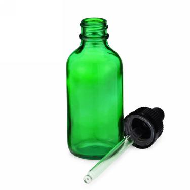 2 oz (60ml) Boston Round Glass Bottle w/Glass Dropper  {240/case} #2