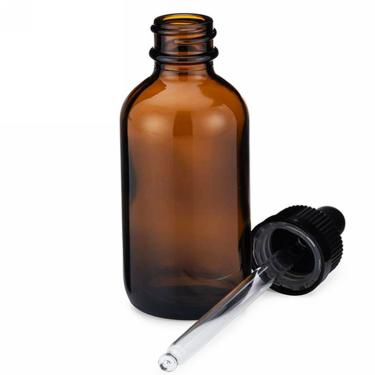 4 oz (120ml) Boston Round Glass Bottle w/Glass Dropper | AMBER  {128/case} #2