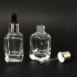 Heavy Duty Square Bottle with Dropper |  Ultra Clear | 35ml ~ 1.2 fl oz  (Ideal for cuticle oil)   {144/case}