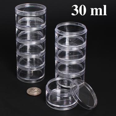 Stackable Clear 5-Jar Set with Top Cap | 5 x 30ml  {120/box}