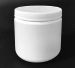 500ml HDPE Jar with Ribbed Lid | For 12oz Nail Powder | White  {168/case}