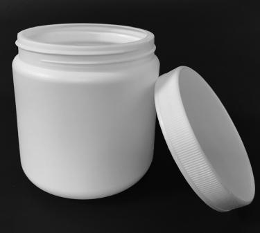 500ml HDPE Jar with Ribbed Lid | Chứa 12oz Bột (nữa hộp lớn) | White  {168/case} #2