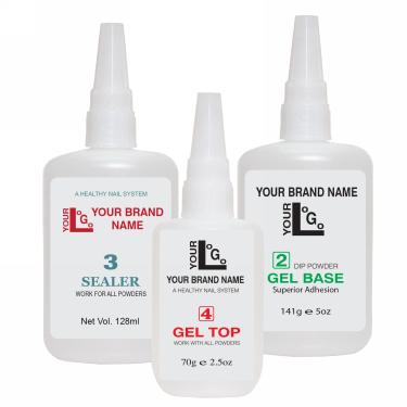 PRIVATE LABEL WITH YOUR OWN BRAND | Dip Liquids:  Pre-Bond, Base, Sealer, Top