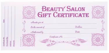 Beauty Salon Gift Certificate | 24/book   {50/box}