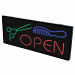 2-In-1 Led Sign || OPEN with scissors and comb  {Each}