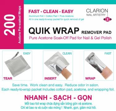 Clarion Pure Acetone Gel Remover Aluminum Quik-Wrap | 200ct  {60/case} #2