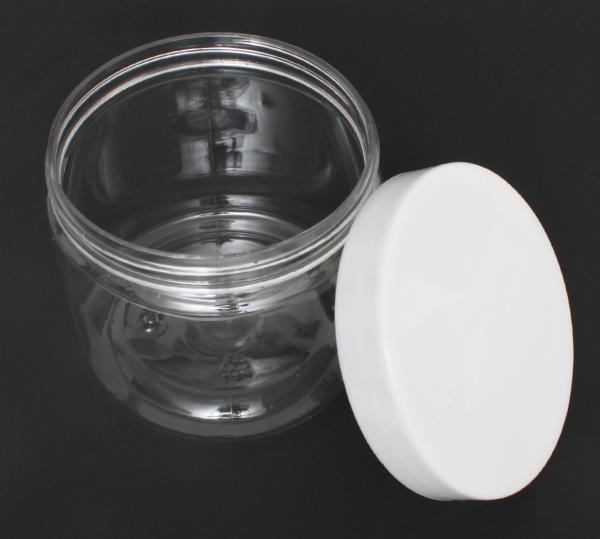 Thin-Walled Clear PET Round Jar with White Cap | 420ml ~15oz