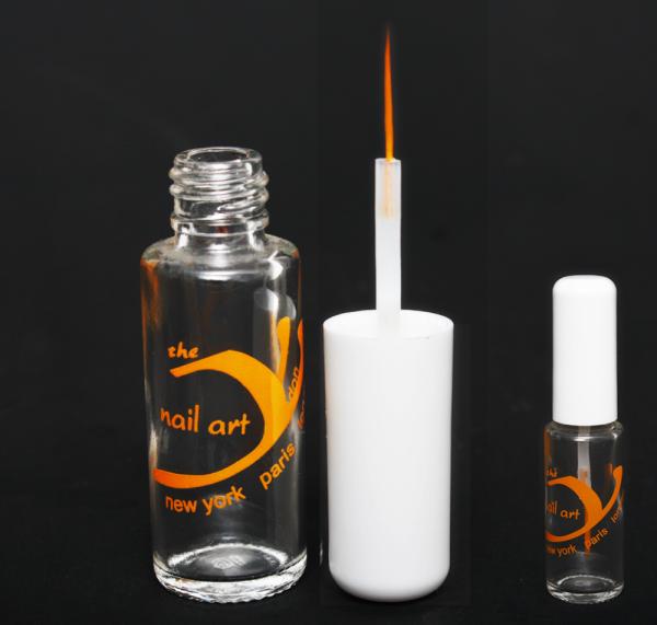 Nail Art Bottle with White Dome Cap & Striper Brush | 8ml | Y Imprint