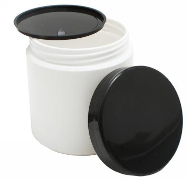16 fl oz HDPE Jar with Lid & Inner Disc | For 12oz Powder Jar | White