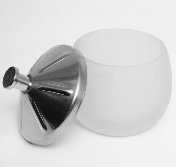 Thick-walled Frosted Glass Cup with Stainless Steel Lid #2