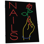 2-In-1 Led Sign || NAILS with left hand & flowers