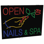 2-In-1 Led Sign || OPEN NAILS & SPA with left hand & flower