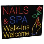 2-In-1 Led Sign || NAILS & SPA Walk-Ins Welcome with left hand & flower