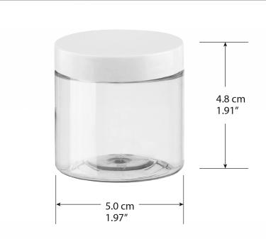 70ml Thin-Wall PET Jar with White Cap (~2.0oz Nail Powder)  {560/case}