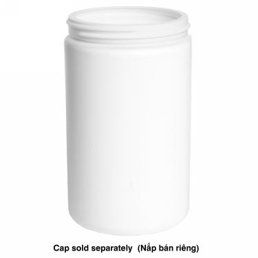 1000ml HDPE Jar (for 24oz nail powder) | White  {120/case}