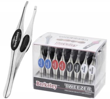 Berkeley SlantTip EZ Grip Design Tweezers | Chrome  {48/box}