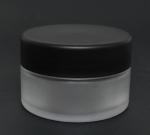 Frosted Glass Jar with Smooth Black Plastic Cap | Wide Mouth | 2.66 oz (80ml)  {72/thùng}