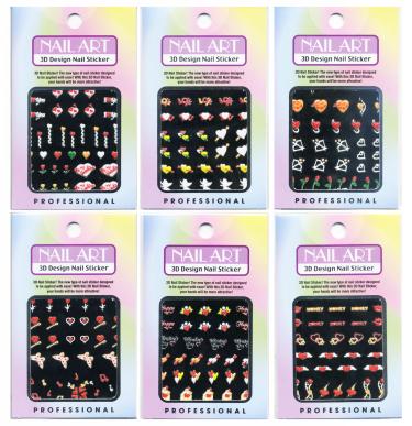 Christmas 3-D Nail Decal | 6 Assorted Stickers Set  {5 sets/bao} #2