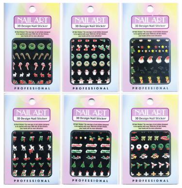 Christmas 3-D Nail Decal | 6 Assorted Stickers Set  {5 sets/bao}