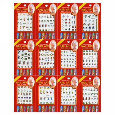 Christmas 2-D Nail Decal | 12 Assorted Stickers Set  {5 sets/bao}