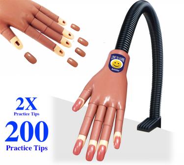 Deluxe Smooth Nail Traning Hand with 200 Tips  {12/case}